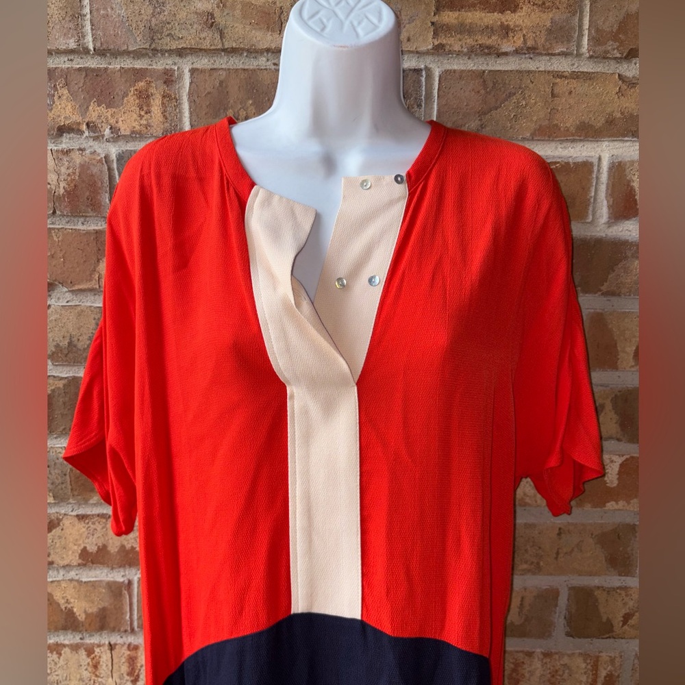 Zara Coral and Navy Colorblock Dress size M - Picture 5 of 9